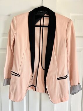 rag & bone Blush Pink Blazer with Black Shawl Collar